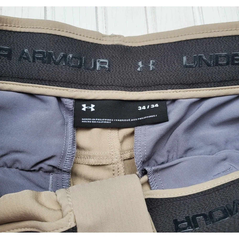 Under Armour Match Play Golf Pants Mens 34x34 Khaki Tan Straight Leg Performance
